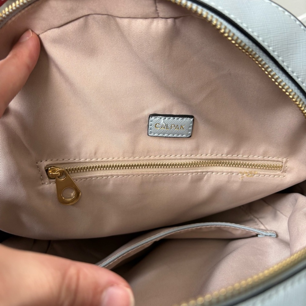 CALPAK Kaya Faux Leather Light Blue Backpack - Picture 11 of 13